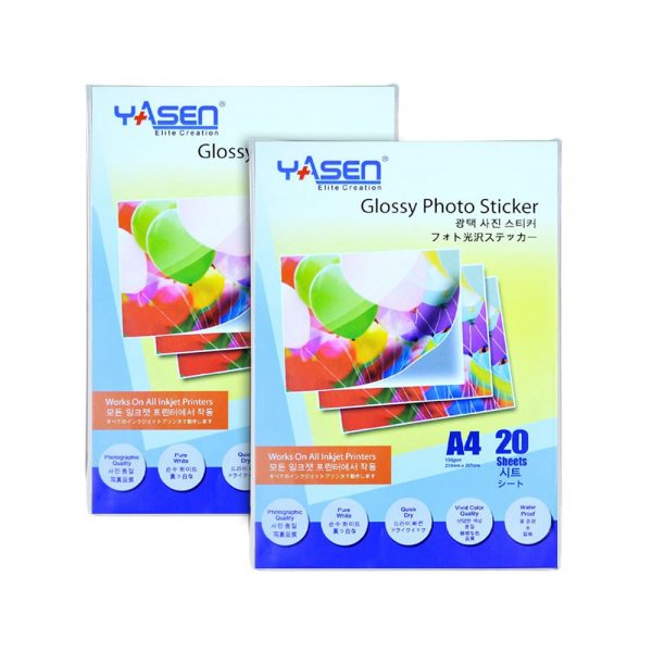 Yasen Transparent Vinyl Sticker Paper Waterproof A4 Size (20 Sheets)