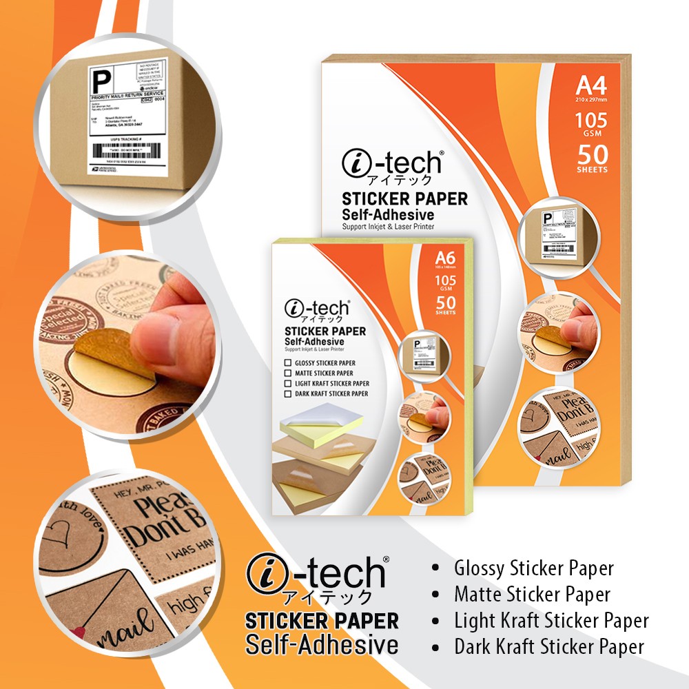 i-Tech Sticker Paper Self-Adhesive 105gsm